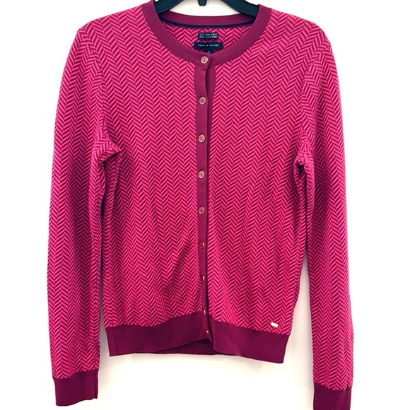 Tommy Hilfiger Women’s SIZE M Button up 100% Pima Cotton Cardigan Pink & Plum - Picture 9 of 13